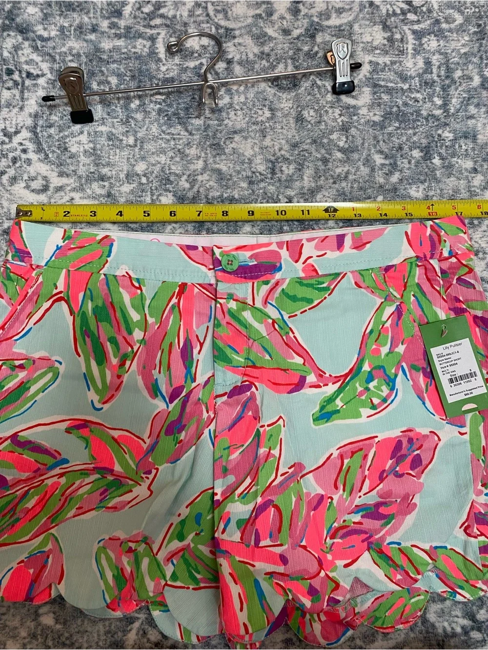 NWT Lilly Pulitzer Pink & Green Scallop-Hem High Waist Shorts - 8